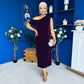 Donna Embellished Velvet Midi Dress Burgundy