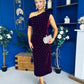 Donna Embellished Velvet Midi Dress Burgundy