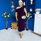 Donna Embellished Velvet Midi Dress Burgundy