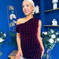 Donna Embellished Velvet Midi Dress Burgundy