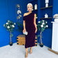 Donna Embellished Velvet Midi Dress Burgundy