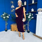 Donna Embellished Velvet Midi Dress Burgundy