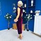 Donna Embellished Velvet Midi Dress Burgundy