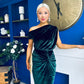 Fiona Velvet Off The Shoulder Knot Midi Dress Forest