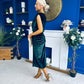 Fiona Velvet Off The Shoulder Knot Midi Dress Forest