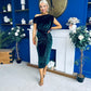 Fiona Velvet Off The Shoulder Knot Midi Dress Forest