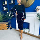 Kelsey Velvet Sequin 2 in 1 Long Sleeve Midi Dress Black