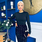 Kelsey Velvet Sequin 2 in 1 Long Sleeve Midi Dress Black