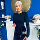 Kelsey Velvet Sequin 2 in 1 Long Sleeve Midi Dress Black