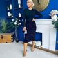 Kelsey Velvet Sequin 2 in 1 Long Sleeve Midi Dress Black