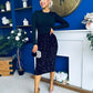 Kelsey Velvet Sequin 2 in 1 Long Sleeve Midi Dress Black
