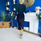 Kelsey Velvet Sequin 2 in 1 Long Sleeve Midi Dress Black