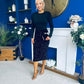 Kelsey Velvet Sequin 2 in 1 Long Sleeve Midi Dress Black