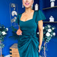 Laura Flutter Sleeve Gathered Midi Dress Green