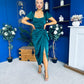 Laura Flutter Sleeve Gathered Midi Dress Green