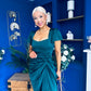 Laura Flutter Sleeve Gathered Midi Dress Green