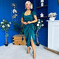 Laura Flutter Sleeve Gathered Midi Dress Green