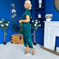 Laura Flutter Sleeve Gathered Midi Dress Green