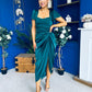 Laura Flutter Sleeve Gathered Midi Dress Green