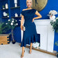 Felicity Asymmetric Frill Hem Midi Dress Navy