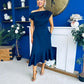 Felicity Asymmetric Frill Hem Midi Dress Navy