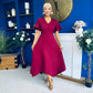 Tammie Dipped Hem Midi Dress Wine