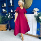 Tammie Dipped Hem Midi Dress Wine