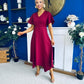 Tammie Dipped Hem Midi Dress Wine
