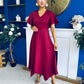 Tammie Dipped Hem Midi Dress Wine