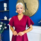 Tammie Dipped Hem Midi Dress Wine