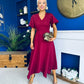Tammie Dipped Hem Midi Dress Wine