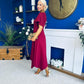 Tammie Dipped Hem Midi Dress Wine
