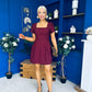 Reeve Square Neck Mini Dress Burgundy