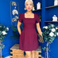 Reeve Square Neck Mini Dress Burgundy