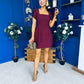 Reeve Square Neck Mini Dress Burgundy