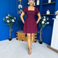 Reeve Square Neck Mini Dress Burgundy