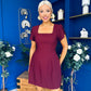 Reeve Square Neck Mini Dress Burgundy