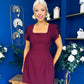 Reeve Square Neck Mini Dress Burgundy