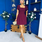 Reeve Square Neck Mini Dress Burgundy