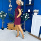 Reeve Square Neck Mini Dress Burgundy