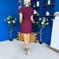 Reeve Square Neck Mini Dress Burgundy