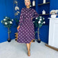 Maeve Pleated Midi Dress Polka Burgundy