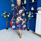 Maeve Pleated Midi Dress Floral Black