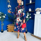 Maeve Pleated Midi Dress Floral Black