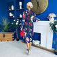 Maeve Pleated Midi Dress Floral Black