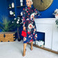 Maeve Pleated Midi Dress Floral Black