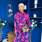 Maeve Pleated Midi Dress Floral Fuchsia