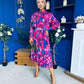 Maeve Pleated Midi Dress Floral Fuchsia