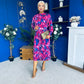 Maeve Pleated Midi Dress Floral Fuchsia