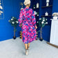 Maeve Pleated Midi Dress Floral Fuchsia